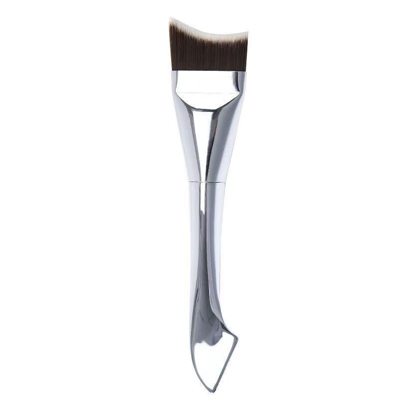Double-ended mermaid foundation brush, mask foundation brush, scraper, seamless, sheer, flat head, ultra-thin liquid makeup brush with sharp blade.